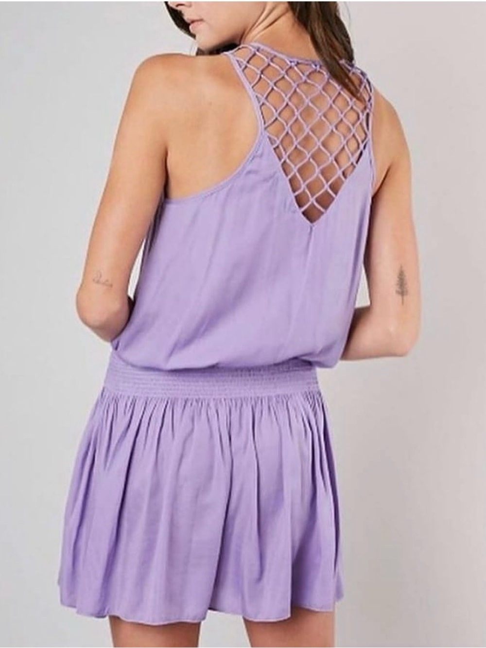 💜Lilac smocked dropped waist dress